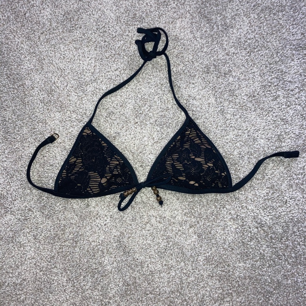 Guess Black & Gold Lace Bikini Top